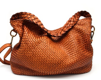 Leather Handbag Soft Leather Bag Woven Leather Handmade