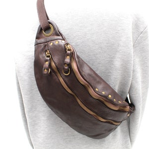 Leather Sling Bag One Shoulder Bag Crossbody Waist Bag Leather Pouch bag fanny pack bag