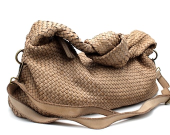 Geflochtene Leder Tasche Leder Handtasche Weiche Frauen Tasche Geflochtene Umhängetasche Made in Italy