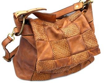 Leather Shoulder Bag Soft Woven Leather Totes Best Seller Leather Handbag