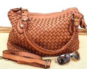 Leather Bag Woven Soft Leather Purse for Women