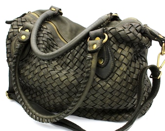 Woven Leather Handbag Woven Leather Bag Soft Woven Totes Bag