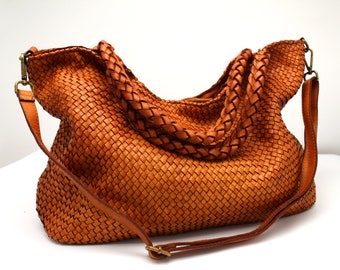 Borsa in pelle Borsa in pelle italiana Hobo intrecciato Borse in morbida pelle intrecciata