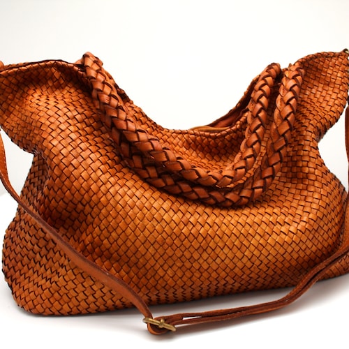 Leather Bag Soft Leather Handbag Woven Leather Hobo Woven Bag Etsy