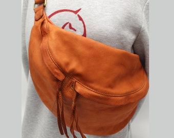 Bolso bandolera de cuero para mujer, bolso de cintura, bolso de cuero, riñonera para mujer, cuero suave