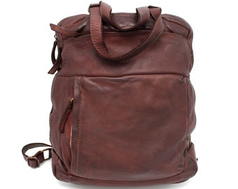 Leather Handbag - Leather Backpack Natural Soft Italian Totes - Leather Milan