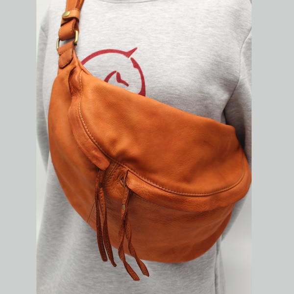 Italian Leather Sling Bag Handmade Women's Waist Bag