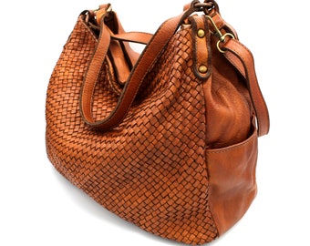 Geflochtene Leder Handtasche Leder Weben Schultertasche