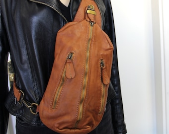 Italienische Leder Umhängetasche, eine Schulter Crossbody Bauchtasche