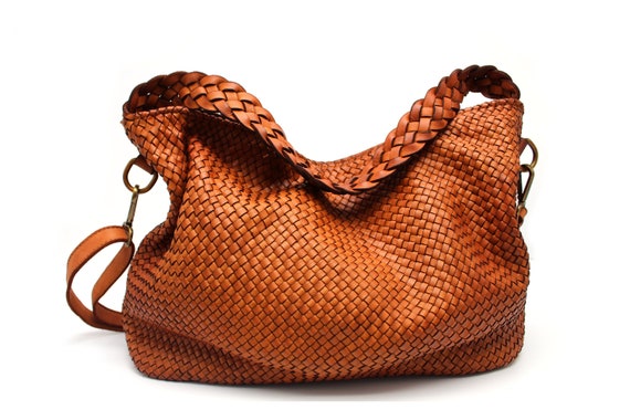 Leather Handbag Soft Leather Bag Woven Leather Handmade 