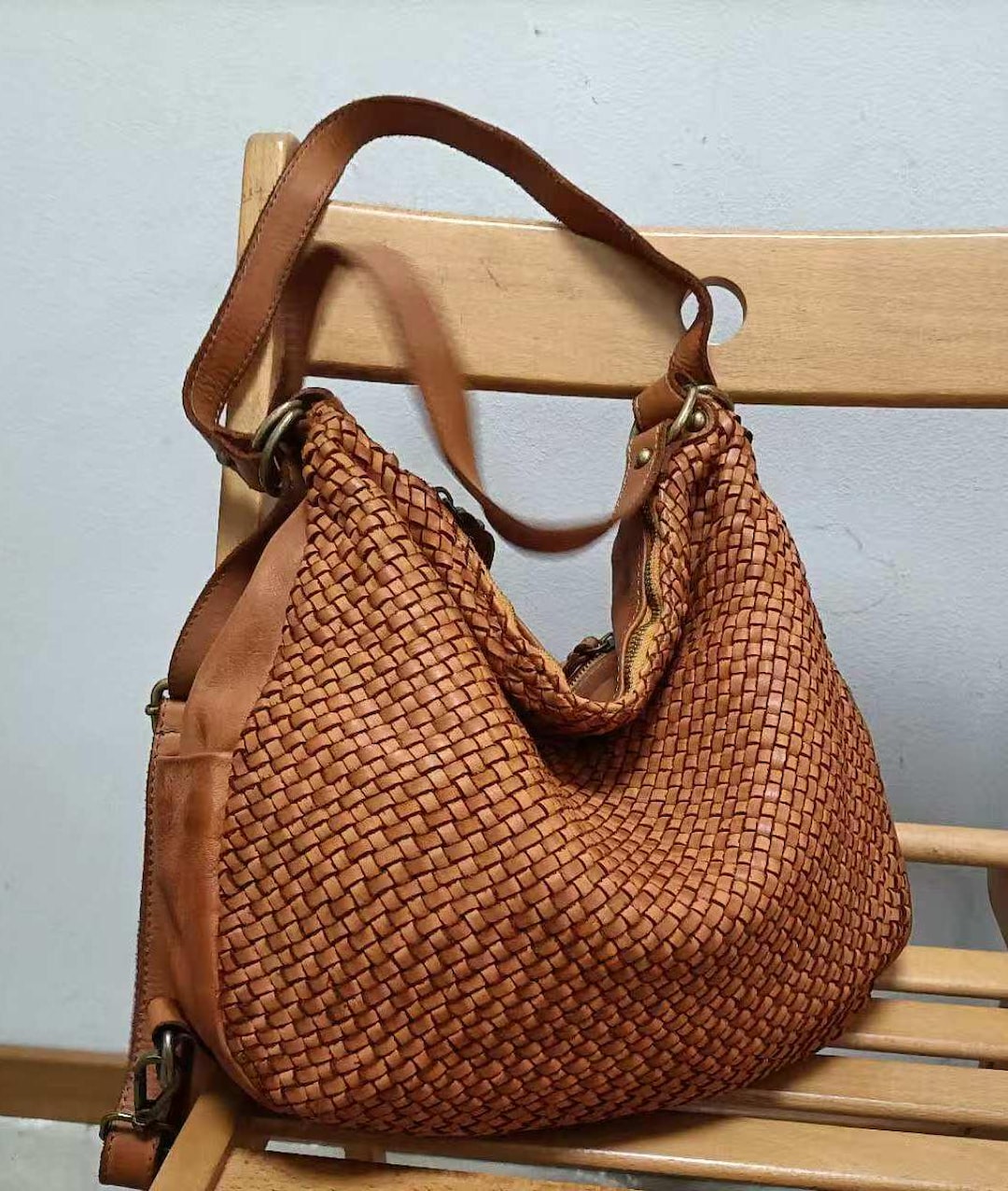 バッグ made in ITALY pova roma leather bag Italian Leather Handbags Woven Leather Bags Backpack