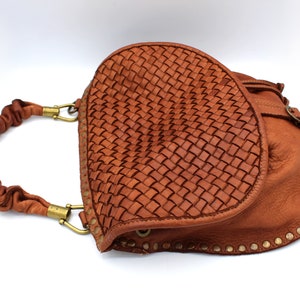 Leather Bag Soft Leather Shoulder Bag Woven Crossbody Handbag