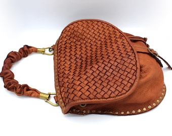 Leather Bag Soft Leather Shoulder Bag Woven Crossbody Handbag