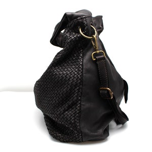 Leather Handbag Italy Leather Bag Woven Soft Leather Bellagio Large hobo bag image 8