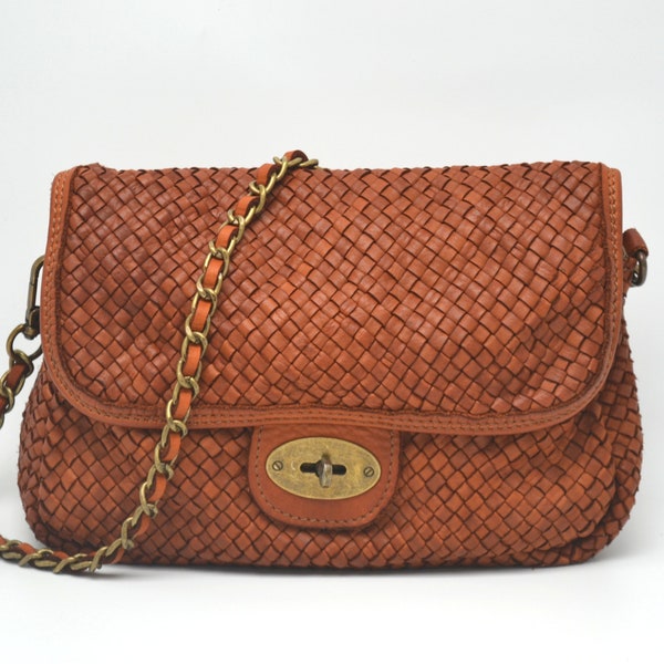 Leather Handbag Italy Leather Bag Woven Soft Leather Cross-body Bag Small Purse Soft Totes Bag