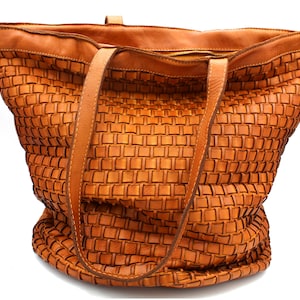 Women Leather Bag Woven Soft Leather Large Totes Bag