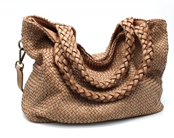Leather Handbag Italy Bag Woven Hobo Soft Leather Totes