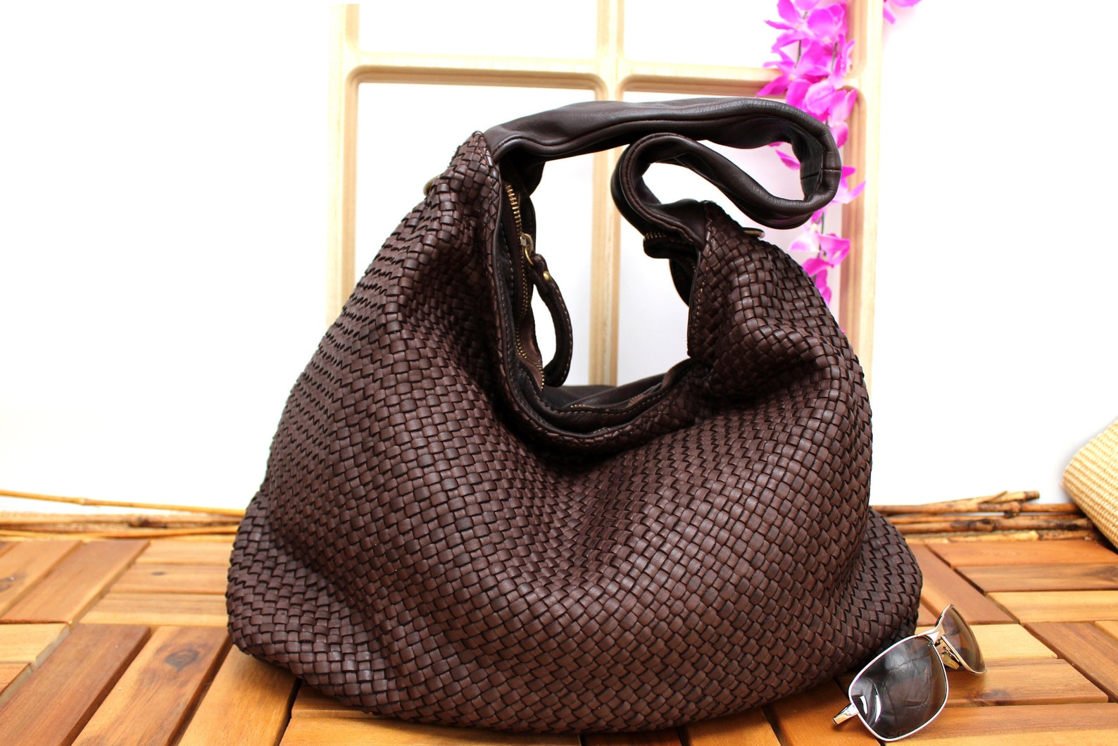 Leather Handbag Italy Leather Bag Woven Soft Leather Bellagio Large