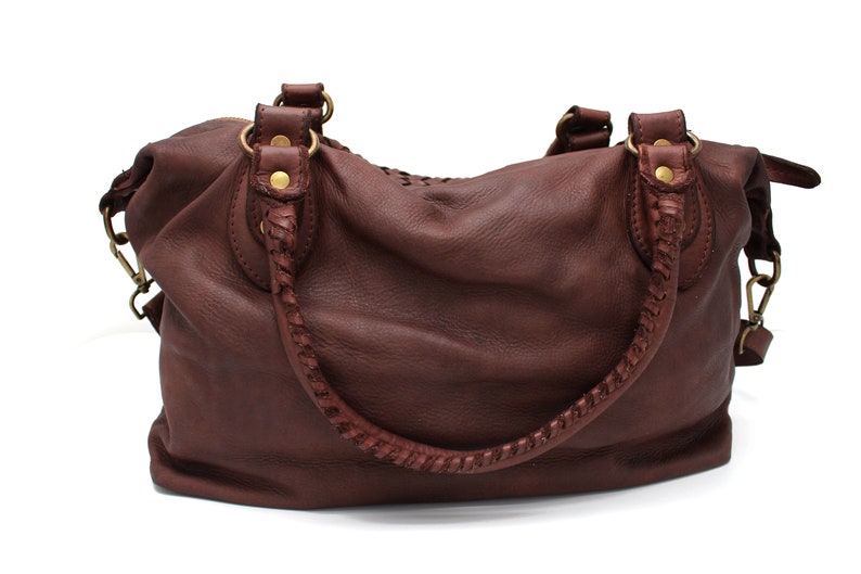 Bolso de cuero Monedero de cuero suave tejido para mujer imagen 6