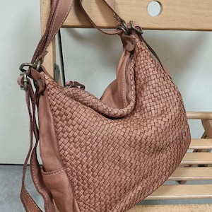 Italian Leather Handbags Woven Leather Bags Backpack Convertible soft braded leather