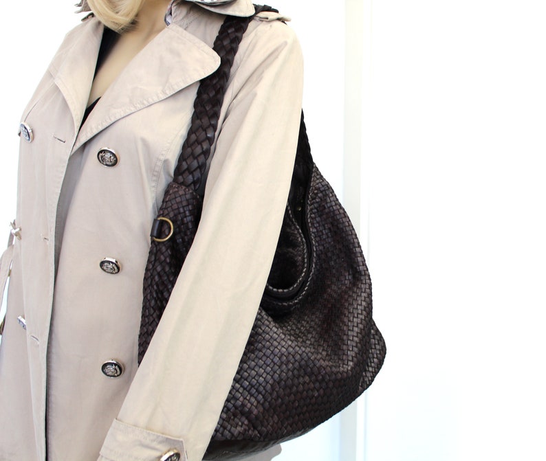 Leather Handbag Soft Leather Bag Woven Leather Handmade image 5