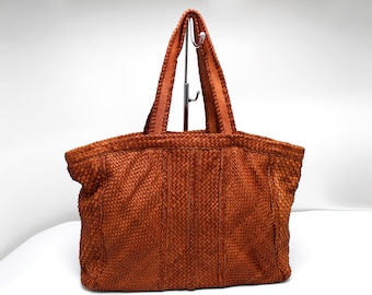 Leather Handbag Large Leather Bag Woven Soft Leather totes Women Soft Woven Hobo Bag Braided