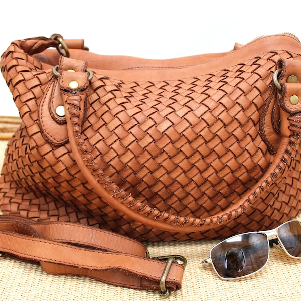 Woven Leather Handbag Etsy