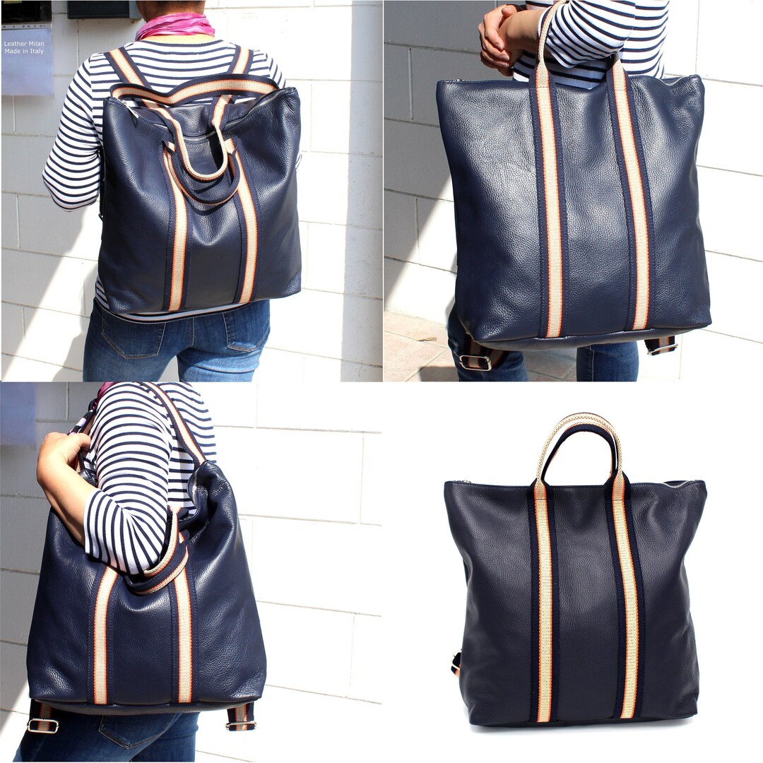 Leather Bag Convertible Into Backpack Soft Leather Shoulder Handmade