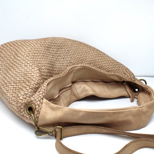 Leather Handbag Italy Leather Bag Woven Soft Leather Bellagio Large hobo bag image 9