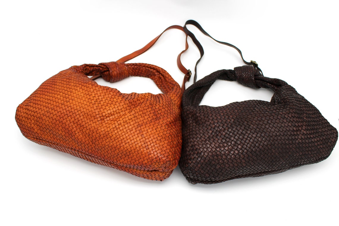 Woven Leather Bag Handle With Knot Leather Handmade Handbag Etsy