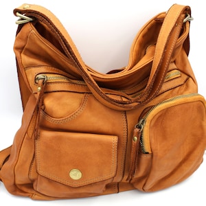 Soft Leather Bag Natural Very Soft Shoulder Bag and Backpack Pavia