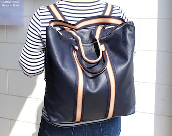 Leather Backpack Black color Made in Italy