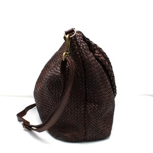Leather Handbag Italy Leather Bag Woven Hobo Soft Leather Woven Totes image 6