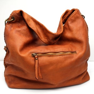 Leather Handbag Italy Leather Bag Woven Soft Leather Bellagio Large hobo bag image 6