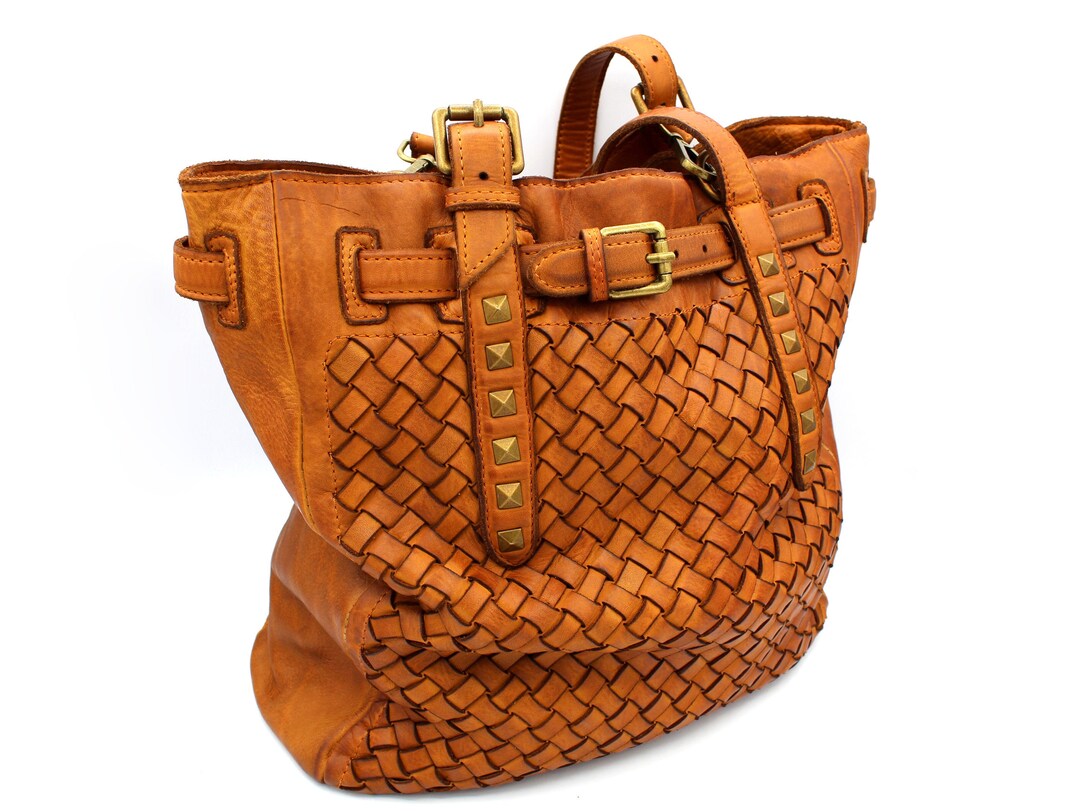Leather Handbag Woven Leather Large Bag for Woman Soft Leather Milan Etsy