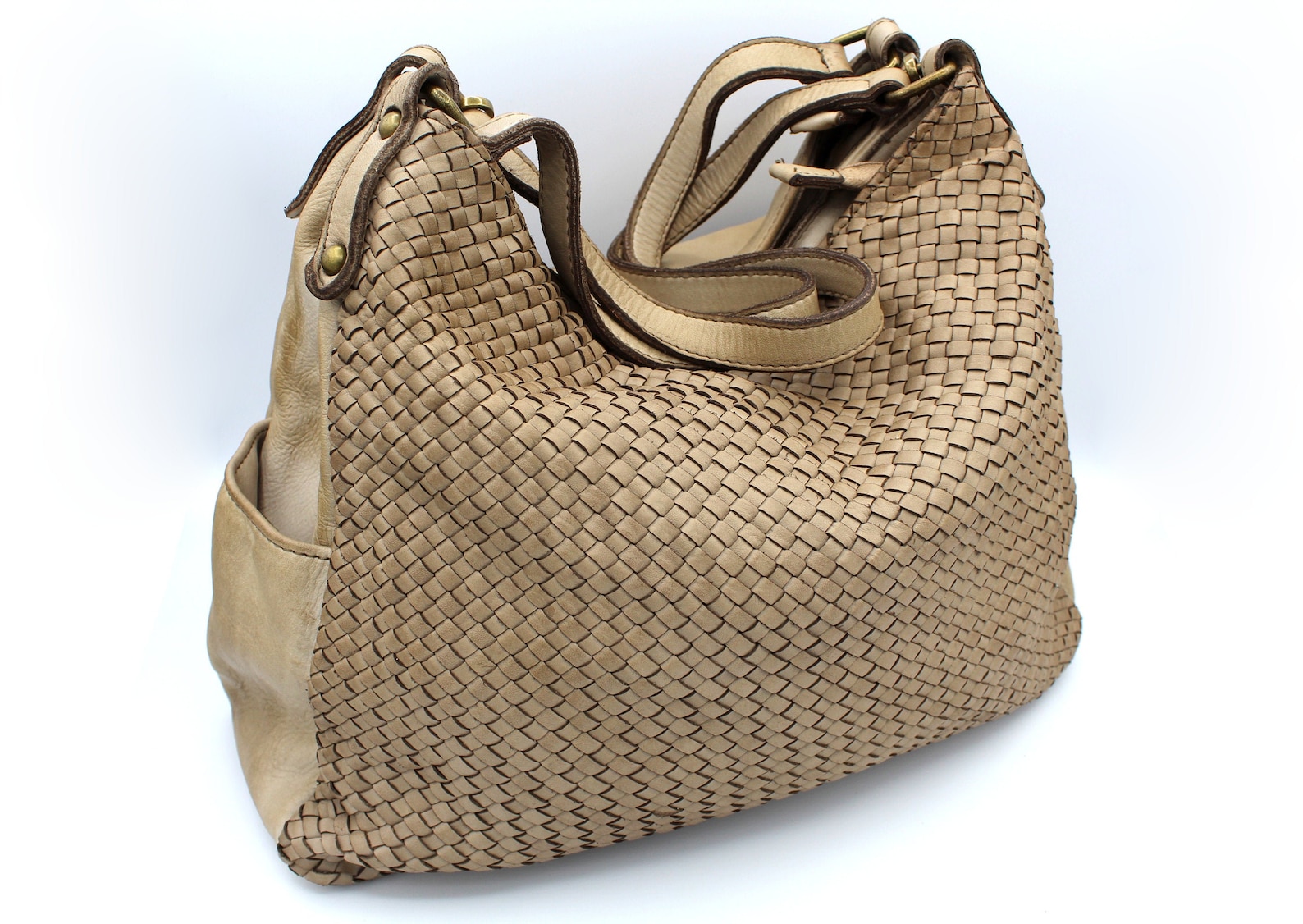 Woven Leather Handbag Leather Weave Shoulder Bag with two Etsy