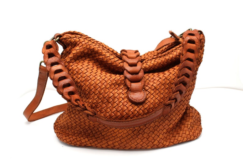 Woven Leather Bag Leather Handbag Italy Etsy