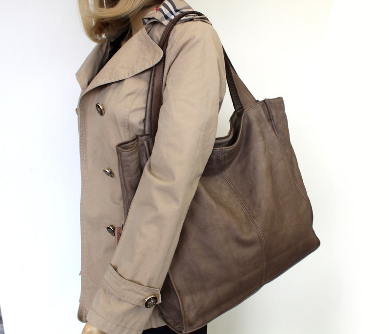 Leather Bag Soft Totes Leather Hobo Shoulder Handbag for women image 10