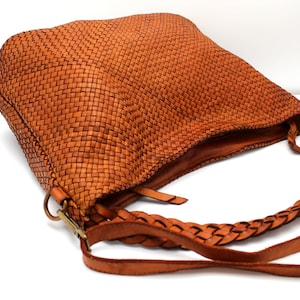 Leather Handbag Soft Leather Bag Woven Leather Handmade image 6