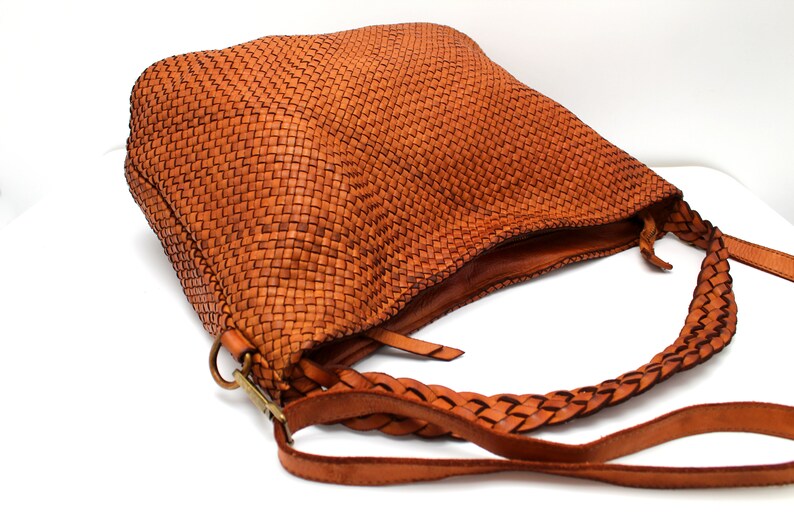 Leather Handbag Soft Leather Bag Woven Leather Handmade image 6