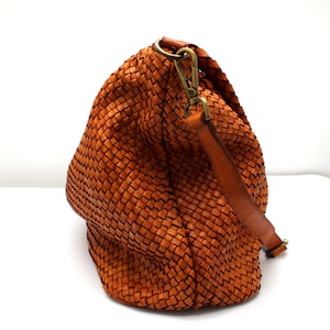 Leather Handbag Italy Leather Bag Woven Hobo Soft Leather Woven Totes image 7