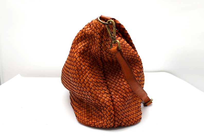 Leather Handbag Italy Leather Bag Woven Hobo Soft Leather Woven Totes image 7
