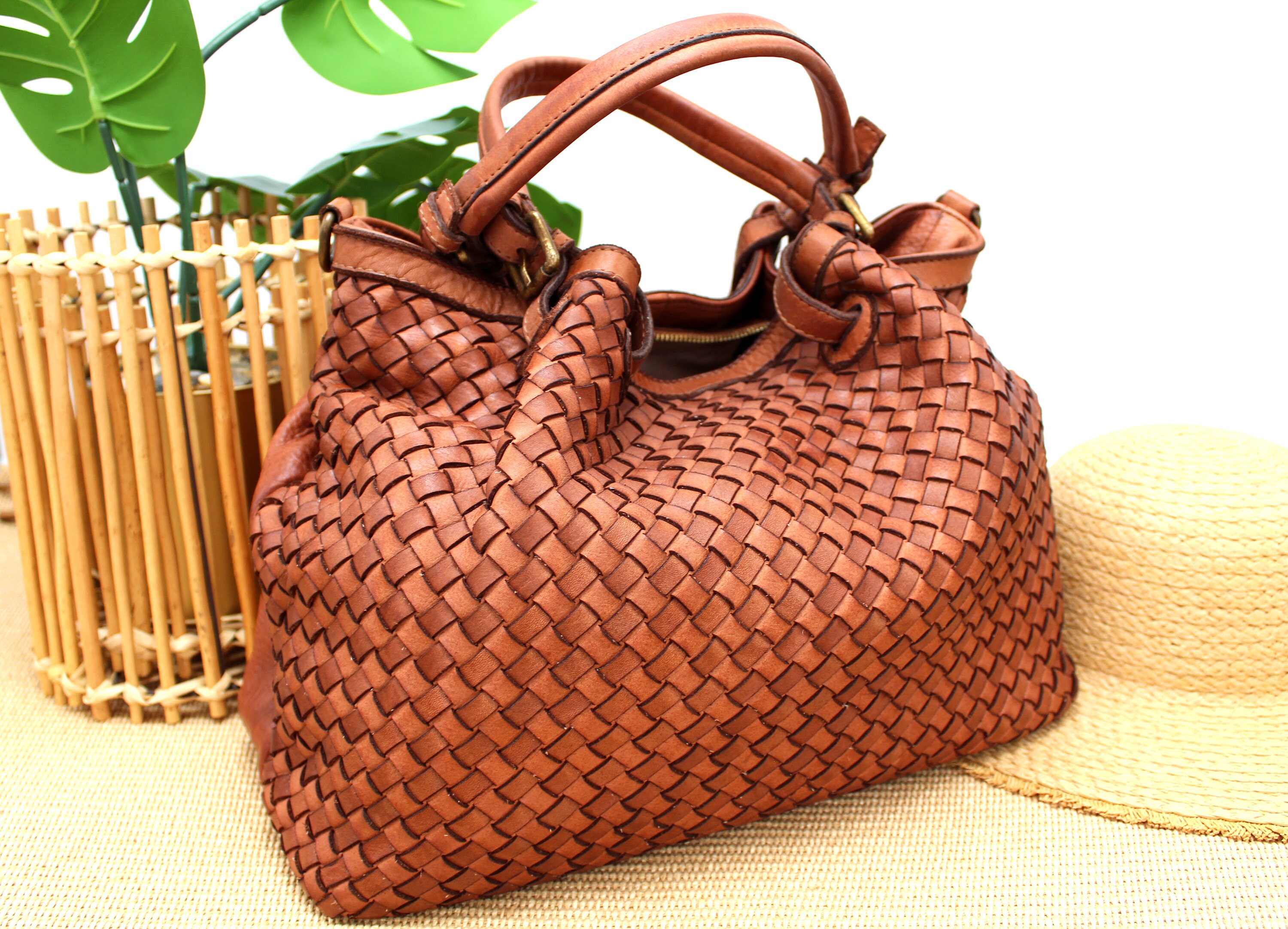 Woven Leather Bag, Made in Florence Italy