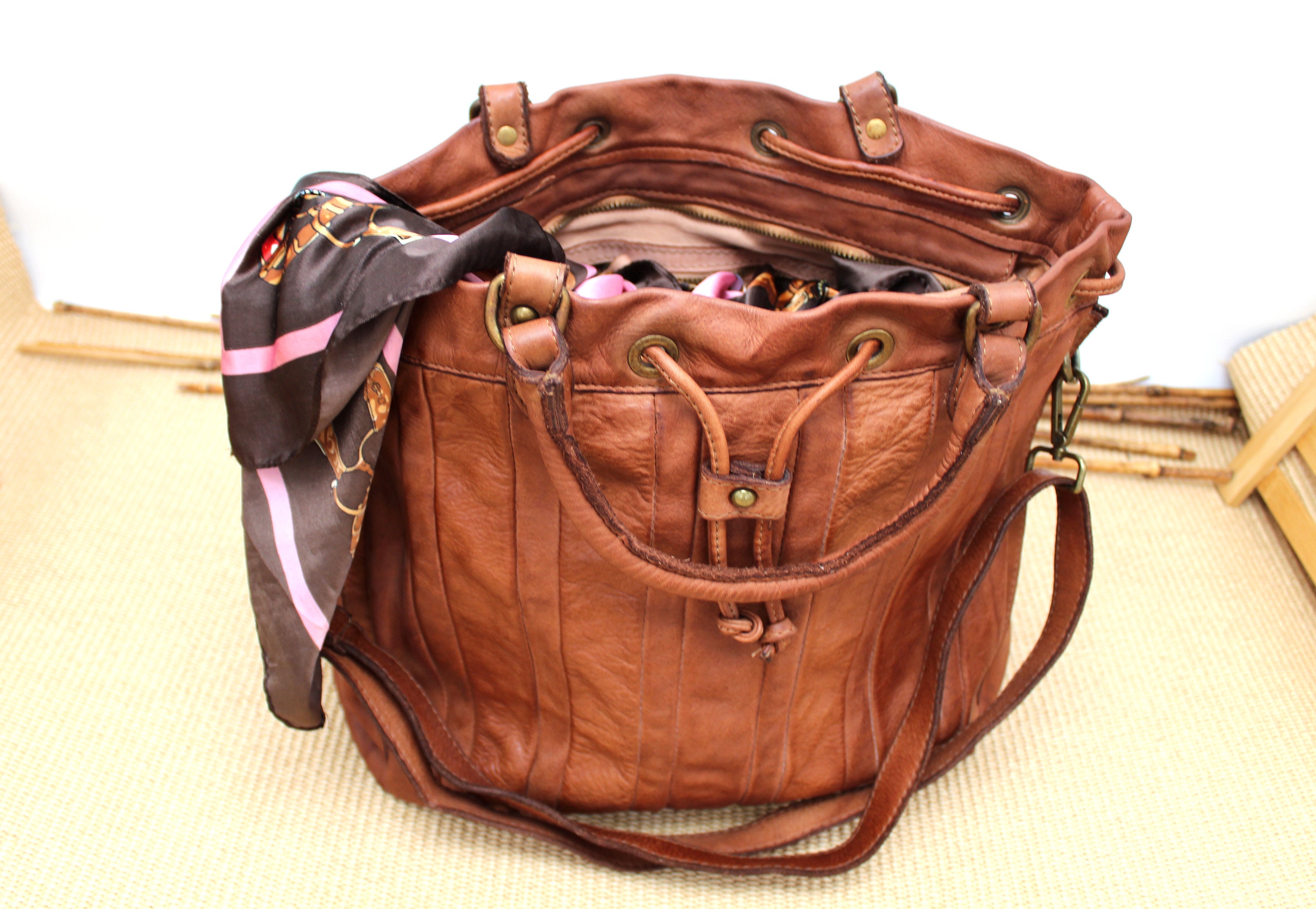 Leather Bag Soft Handbag Women's Purse Two -