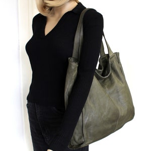Leather Bag Soft Totes Leather Hobo Shoulder Handbag for women image 7