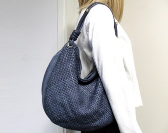 Woven Leather Handbag Leather Weave Shoulder Bag Soft Braided Hobo Bag