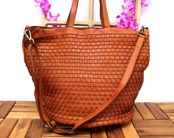 Woven Leather bag Handmade in Italy Gift idea for Woman Handbag