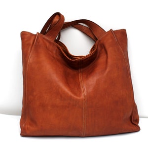 Leather Bag Soft Totes Leather Hobo Shoulder Handbag for women Brown