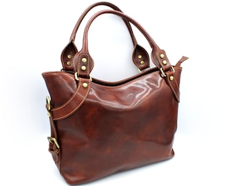 Leder Tragetasche Rindsleder Italienische Handtasche Handmade in Italien Franco