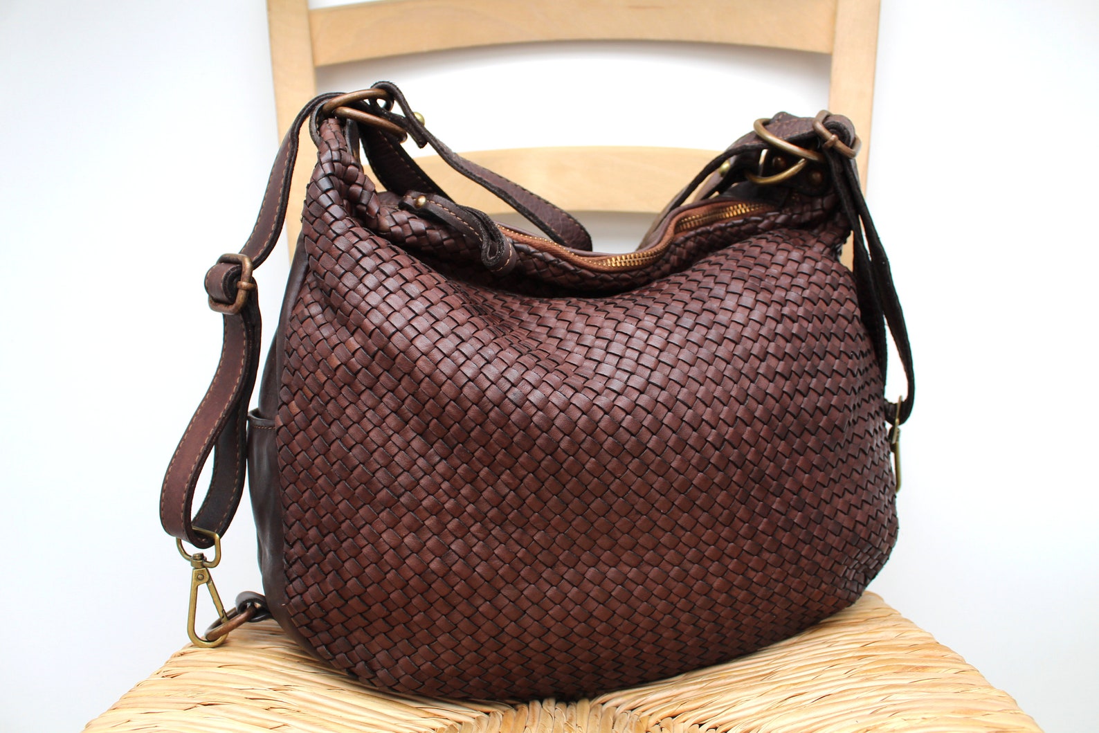 Italian Leather Handbags Woven Leather Bags Backpack Soft Etsy